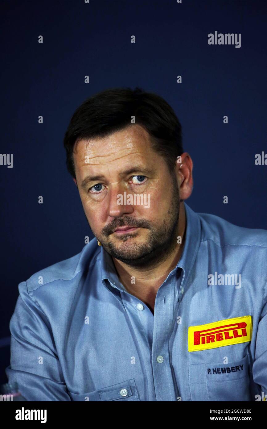 Paul Hembery (GBR) Pirelli Motorsport Direktor bei der FIA Pressekonferenz. Großer Preis von Italien, Freitag, 4. September 2015. Monza Italien. Stockfoto