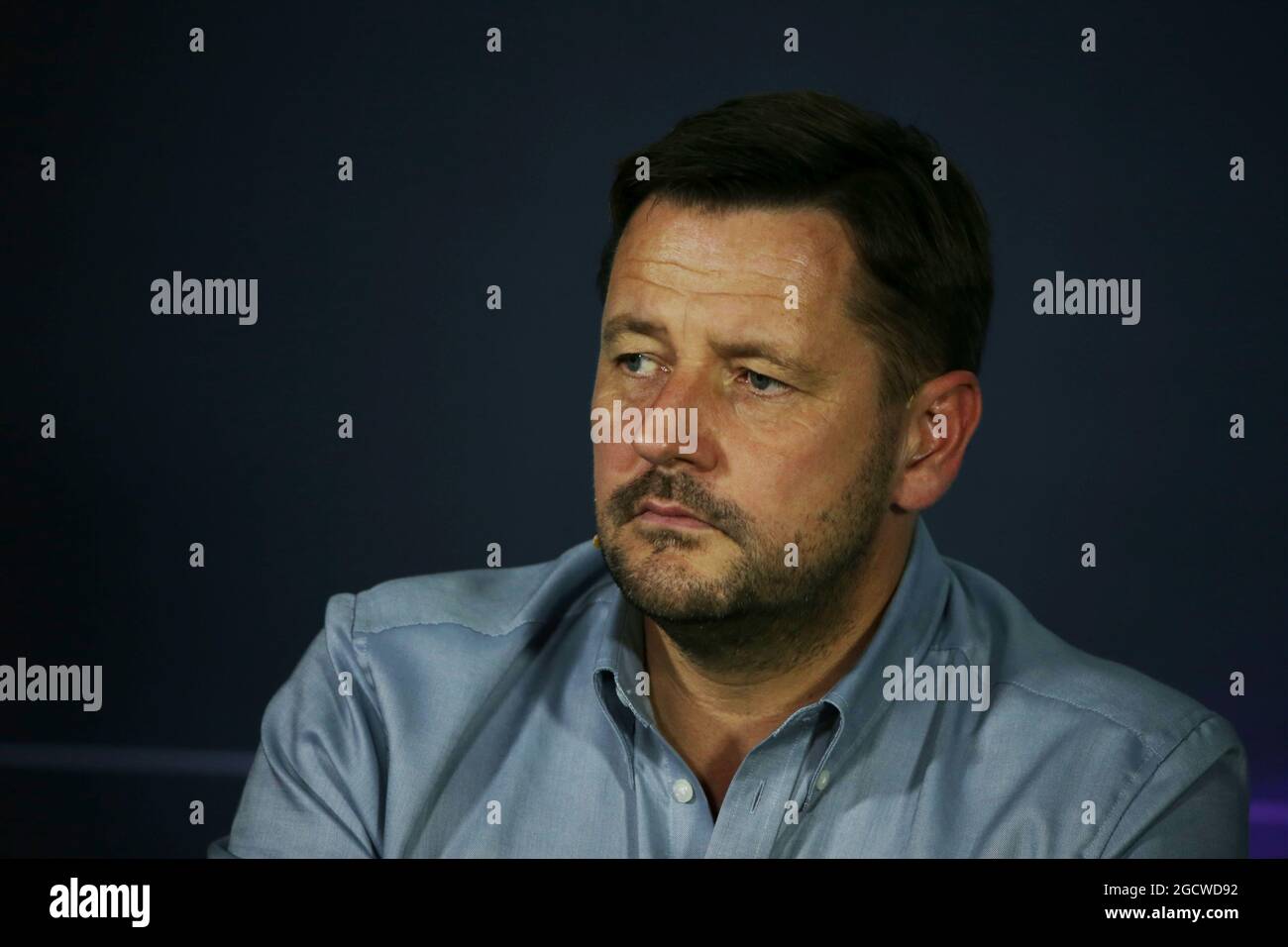 Paul Hembery (GBR) Pirelli Motorsport Direktor bei der FIA Pressekonferenz. Großer Preis von Italien, Freitag, 4. September 2015. Monza Italien. Stockfoto