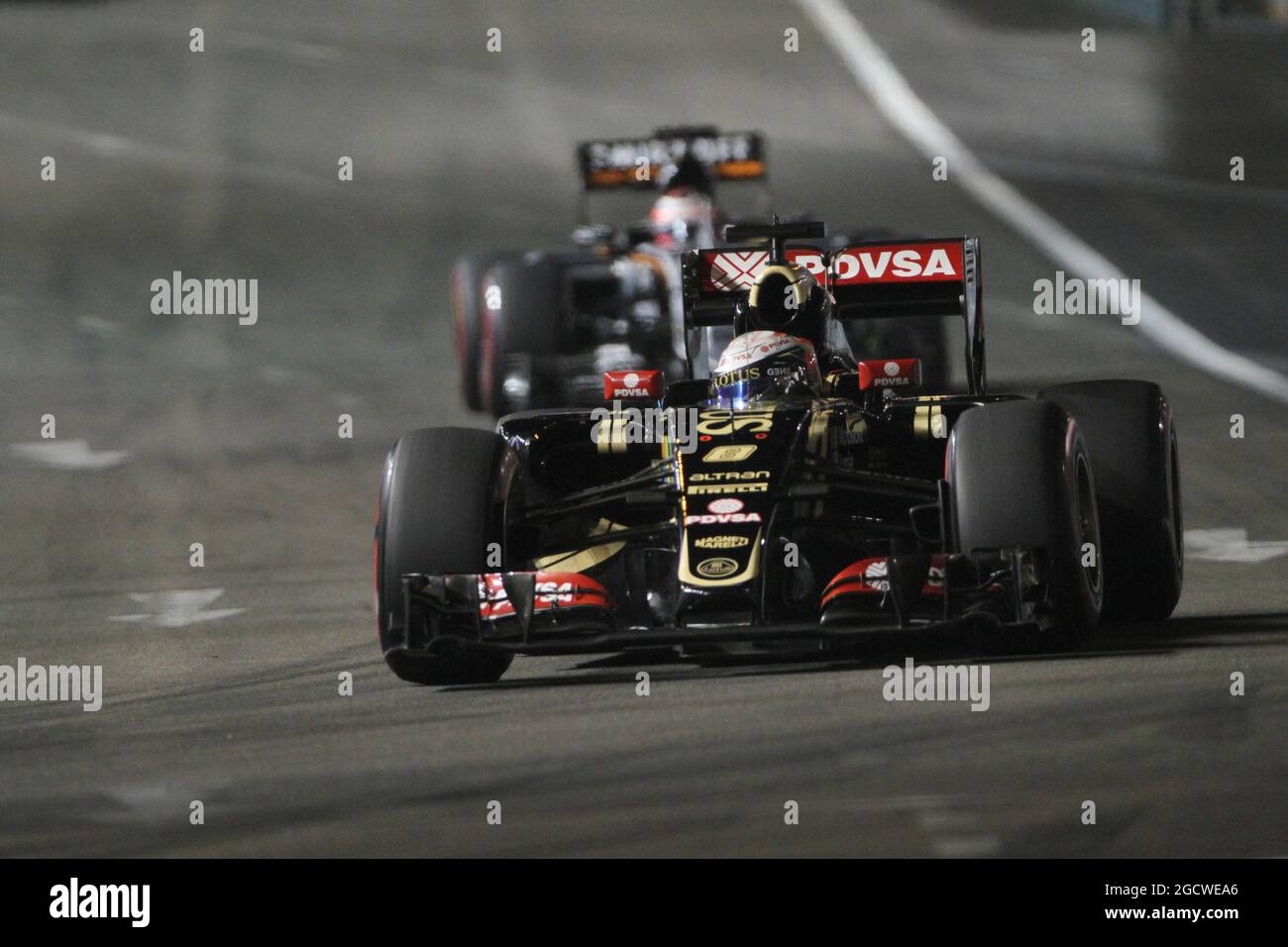 Romain Grosjean (FRA) Lotus F1 E23. Großer Preis von Singapur, Sonntag, 20. September 2015. Marina Bay Street Circuit, Singapur. Stockfoto