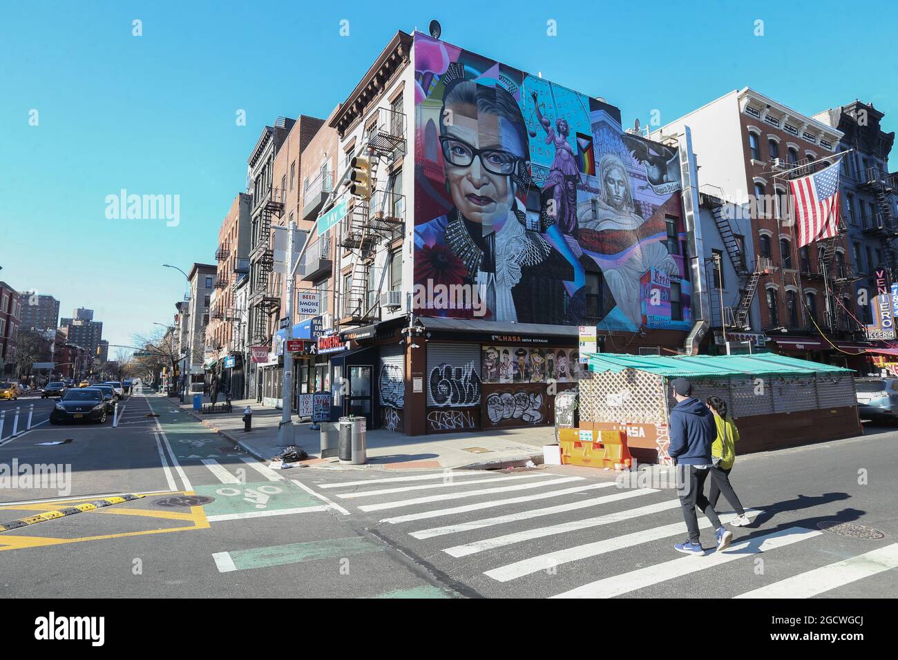 RUTH BADER GINSBURG Wandgemälde in East Village, New York NY, USA. Stockfoto