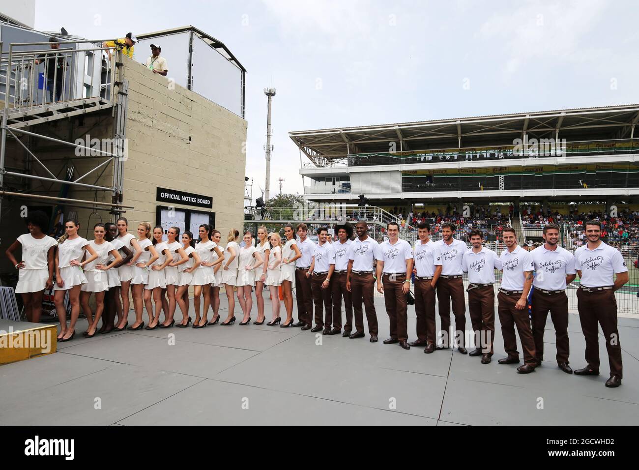 Grid Girls und Grid Boys bei der Parade der Fahrer. Großer Preis von Brasilien, Sonntag, 15. November 2015. Sao Paulo, Brasilien. Stockfoto