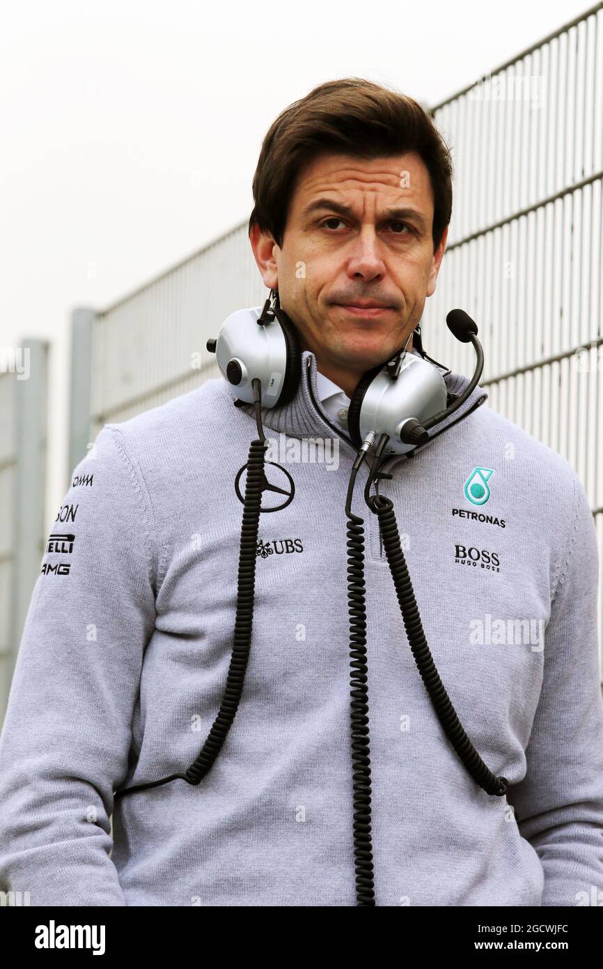 Toto Wolff (GER) Mercedes AMG F1 Aktionär und Executive Director. Formel-1-Tests, Tag 1, Montag, 22. Februar 2016. Barcelona, Spanien. Stockfoto