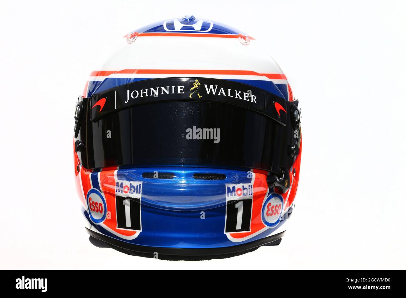 Der Helm von Jenson Button (GBR) McLaren. Großer Preis von Australien, Donnerstag, 17. März 2016. Albert Park, Melbourne, Australien. Stockfoto