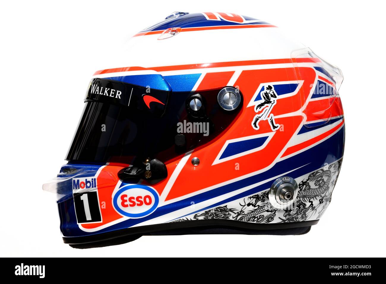 Der Helm von Jenson Button (GBR) McLaren. Großer Preis von Australien, Donnerstag, 17. März 2016. Albert Park, Melbourne, Australien. Stockfoto