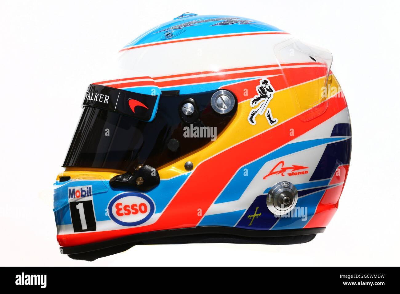 Der Helm von Fernando Alonso (ESP) McLaren. Großer Preis von Australien, Donnerstag, 17. März 2016. Albert Park, Melbourne, Australien. Stockfoto