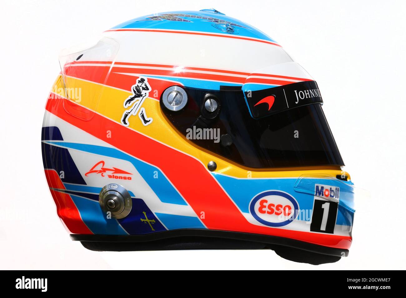 Der Helm von Fernando Alonso (ESP) McLaren. Großer Preis von Australien, Donnerstag, 17. März 2016. Albert Park, Melbourne, Australien. Stockfoto