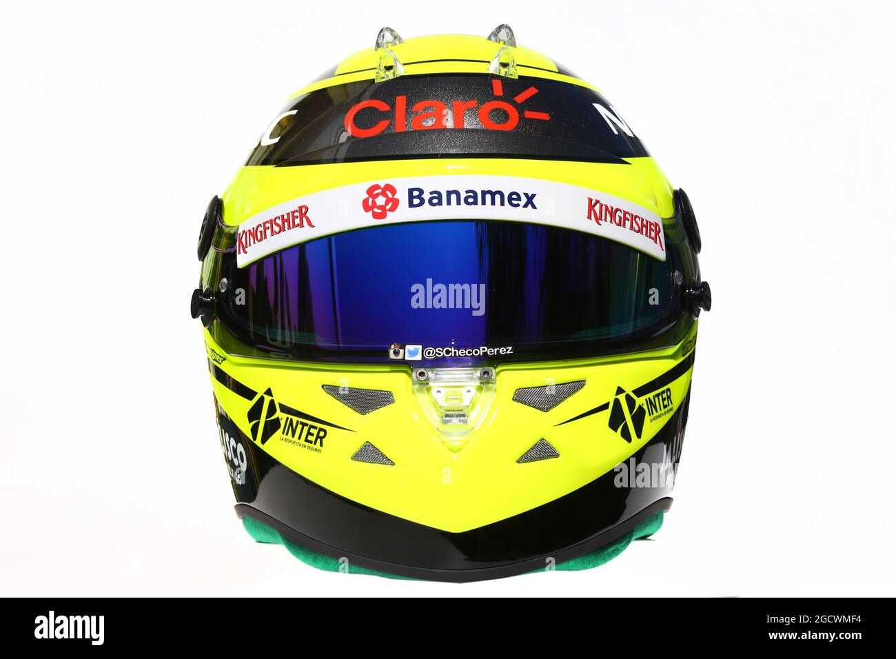 Der Helm von Sergio Perez (MEX) Sahara Force India F1. Großer Preis von Australien, Donnerstag, 17. März 2016. Albert Park, Melbourne, Australien. Stockfoto