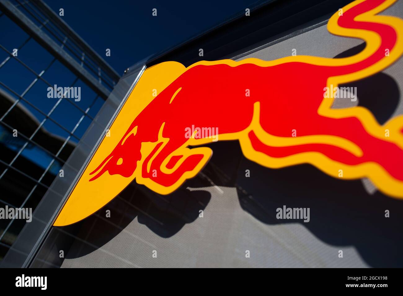 Red Bull Logo. Großer Preis von Ungarn, Donnerstag, 21. Juli 2016. Budapest, Ungarn. Stockfoto