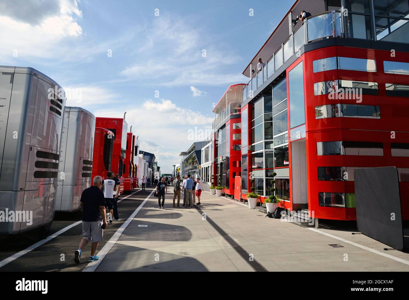 Das Fahrerlager. Großer Preis von Ungarn, Donnerstag, 21. Juli 2016. Budapest, Ungarn. Stockfoto