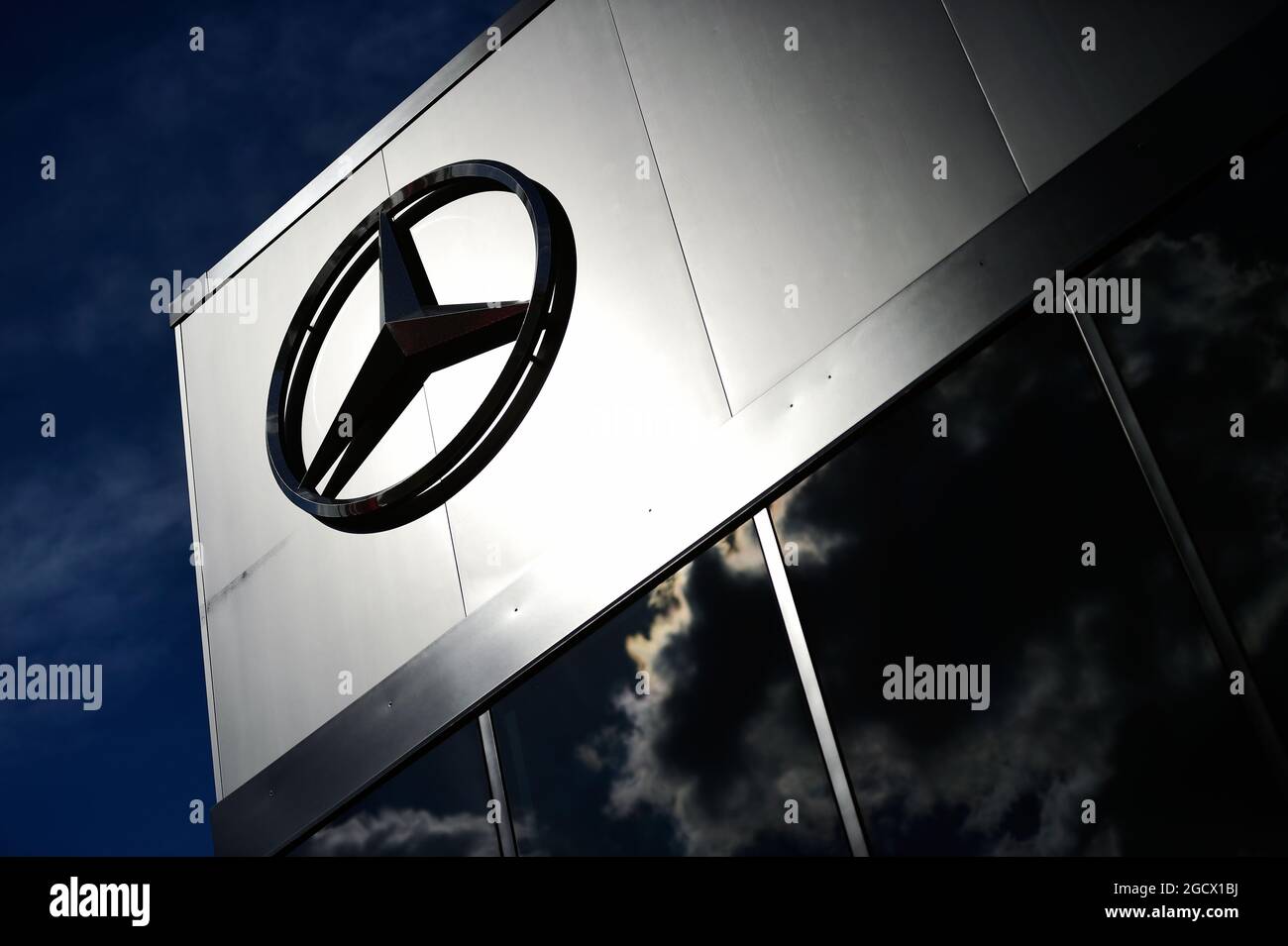 Mercedes-Logo. Großer Preis von Ungarn, Donnerstag, 21. Juli 2016. Budapest, Ungarn. Stockfoto