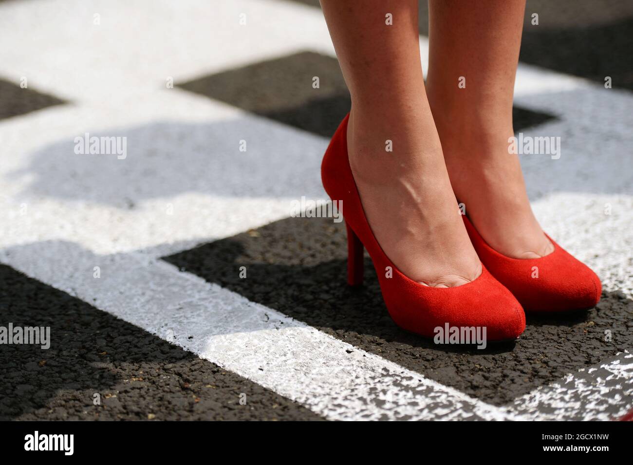 Gittertes Mädchen. Großer Preis von Ungarn, Sonntag, 24. Juli 2016. Budapest, Ungarn. Stockfoto