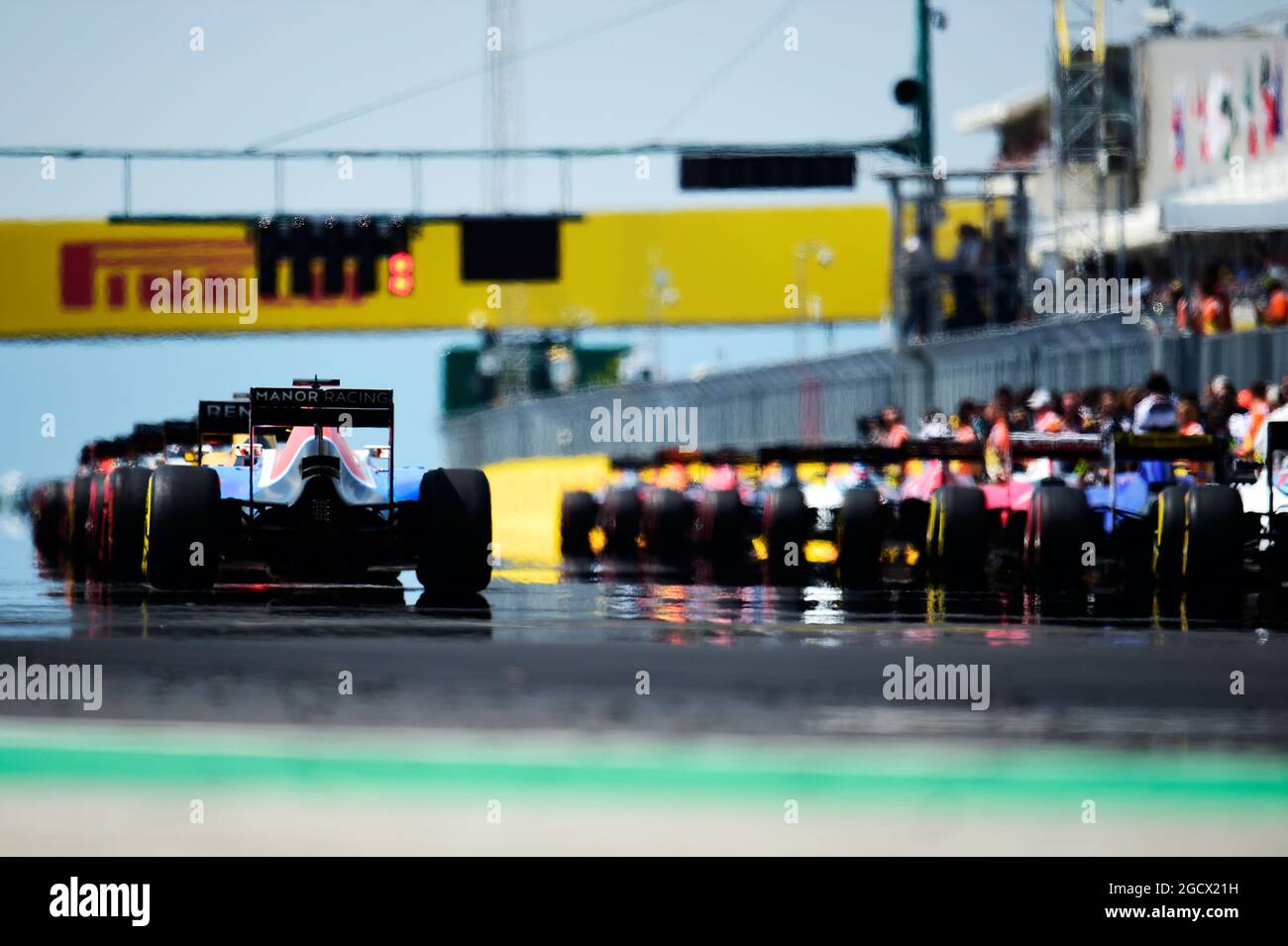Das Startfeld vor dem Start des Rennens. Großer Preis von Ungarn, Sonntag, 24. Juli 2016. Budapest, Ungarn. Stockfoto