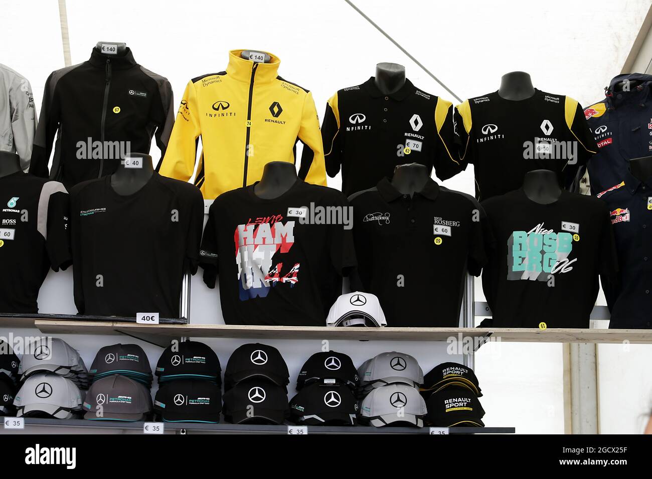 F1-Merchandise-Ständer. Großer Preis von Deutschland, Freitag, 29. Juli 2016. Hockenheim, Deutschland. Stockfoto