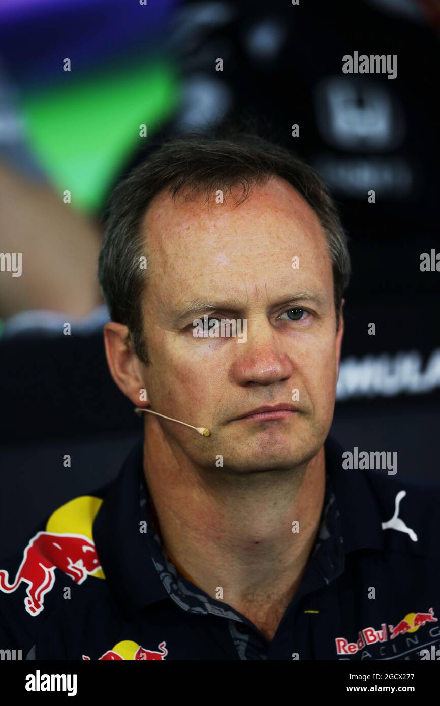 Paul Monaghan (GBR) Red Bull Racing Chief Engineer bei der FIA Pressekonferenz. Großer Preis von Deutschland, Freitag, 29. Juli 2016. Hockenheim, Deutschland. Stockfoto