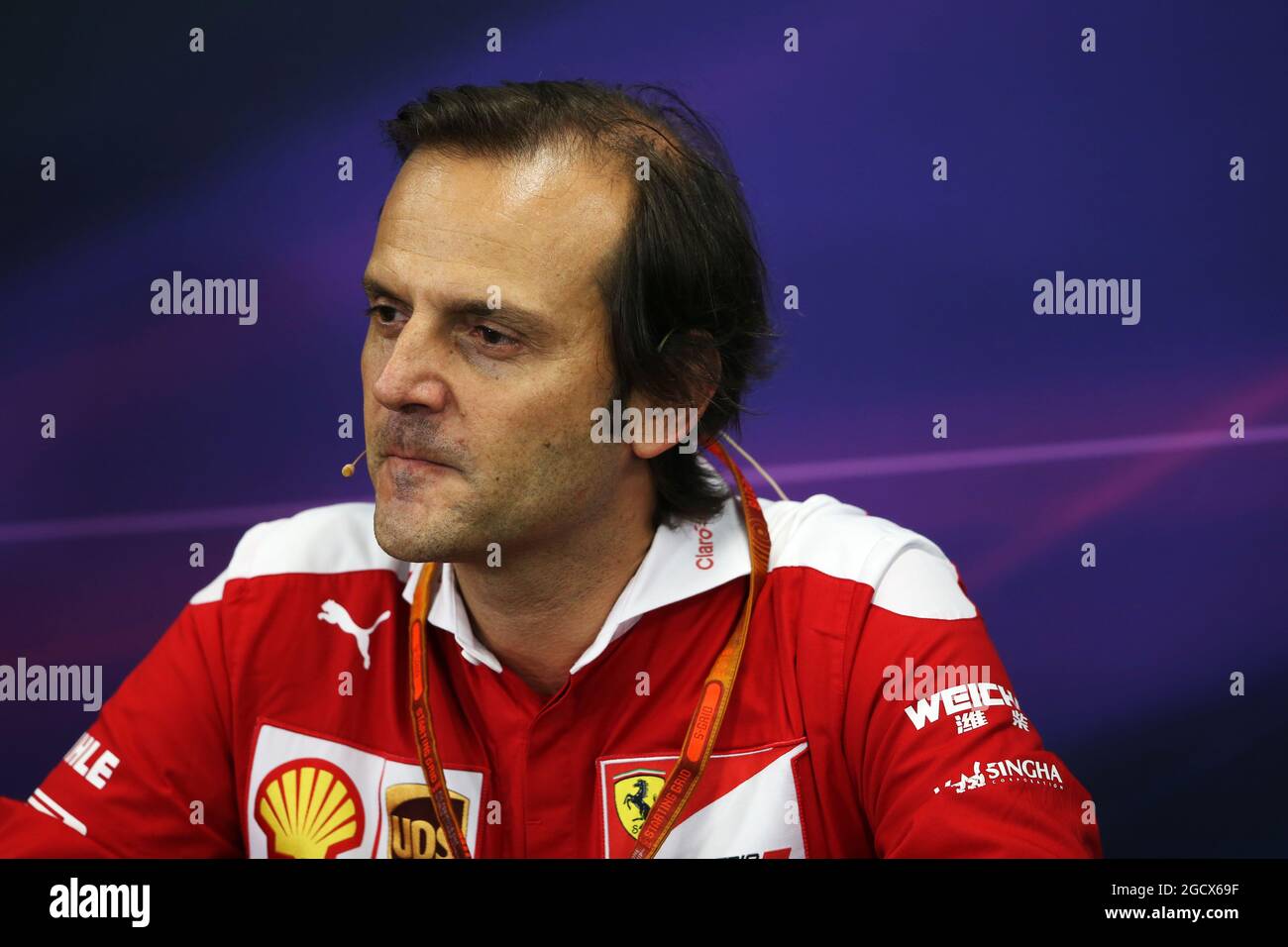 Luigi Fraboni (ITA) Ferrari Head of Engine Trackside Operations bei der FIA-Pressekonferenz. Großer Preis von Japan, Freitag, 7. Oktober 2016. Suzuka, Japan. Stockfoto