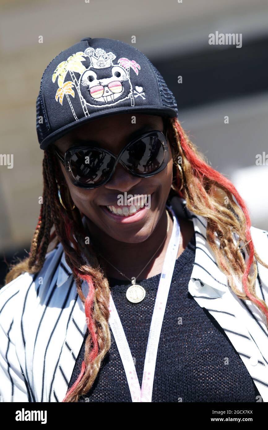 Venus Williams (USA) Tennisspielerin. Großer Preis der Vereinigten Staaten, Samstag, 22. Oktober 2016. Circuit of the Americas, Austin, Texas, USA. Stockfoto