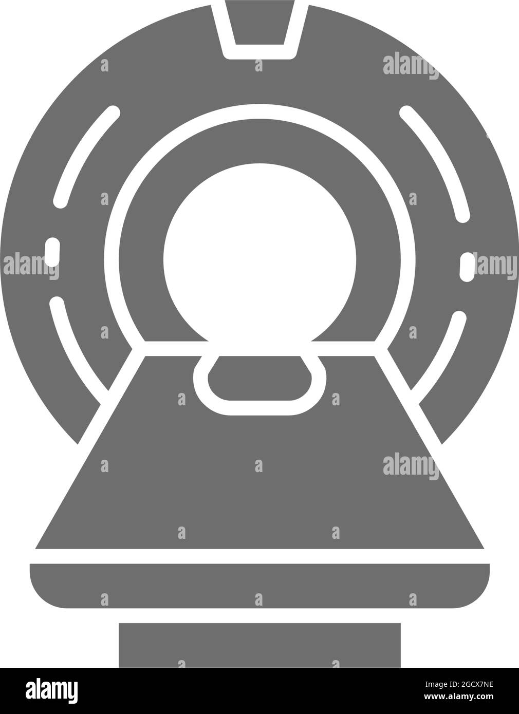 MRT-Scanner, Magnetresonanztomographie-Gerät, graues Tomographie-Symbol. Stock Vektor