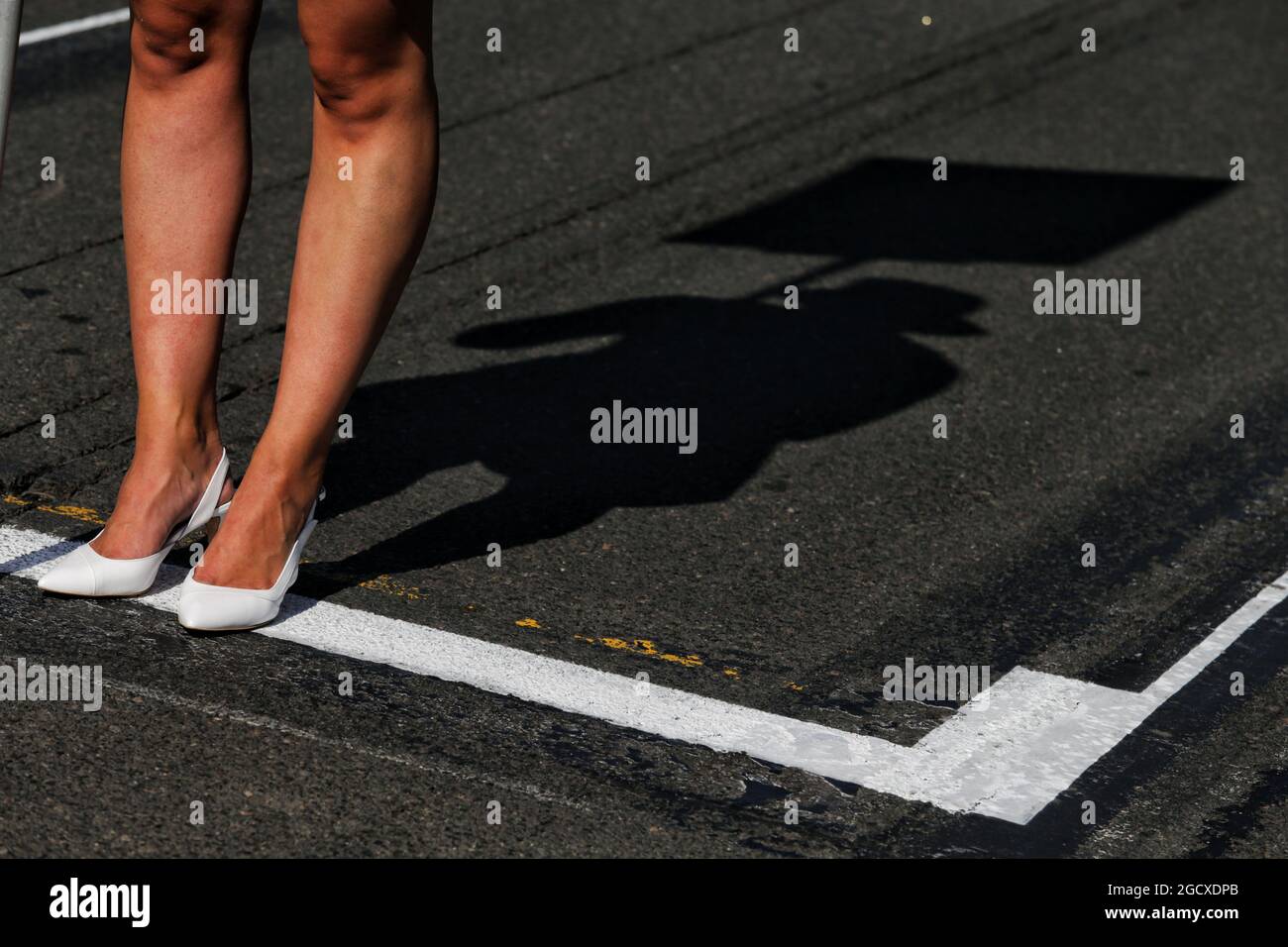 Gittertes Mädchen. Großer Preis von Australien, Sonntag, 26. März 2017. Albert Park, Melbourne, Australien. Stockfoto