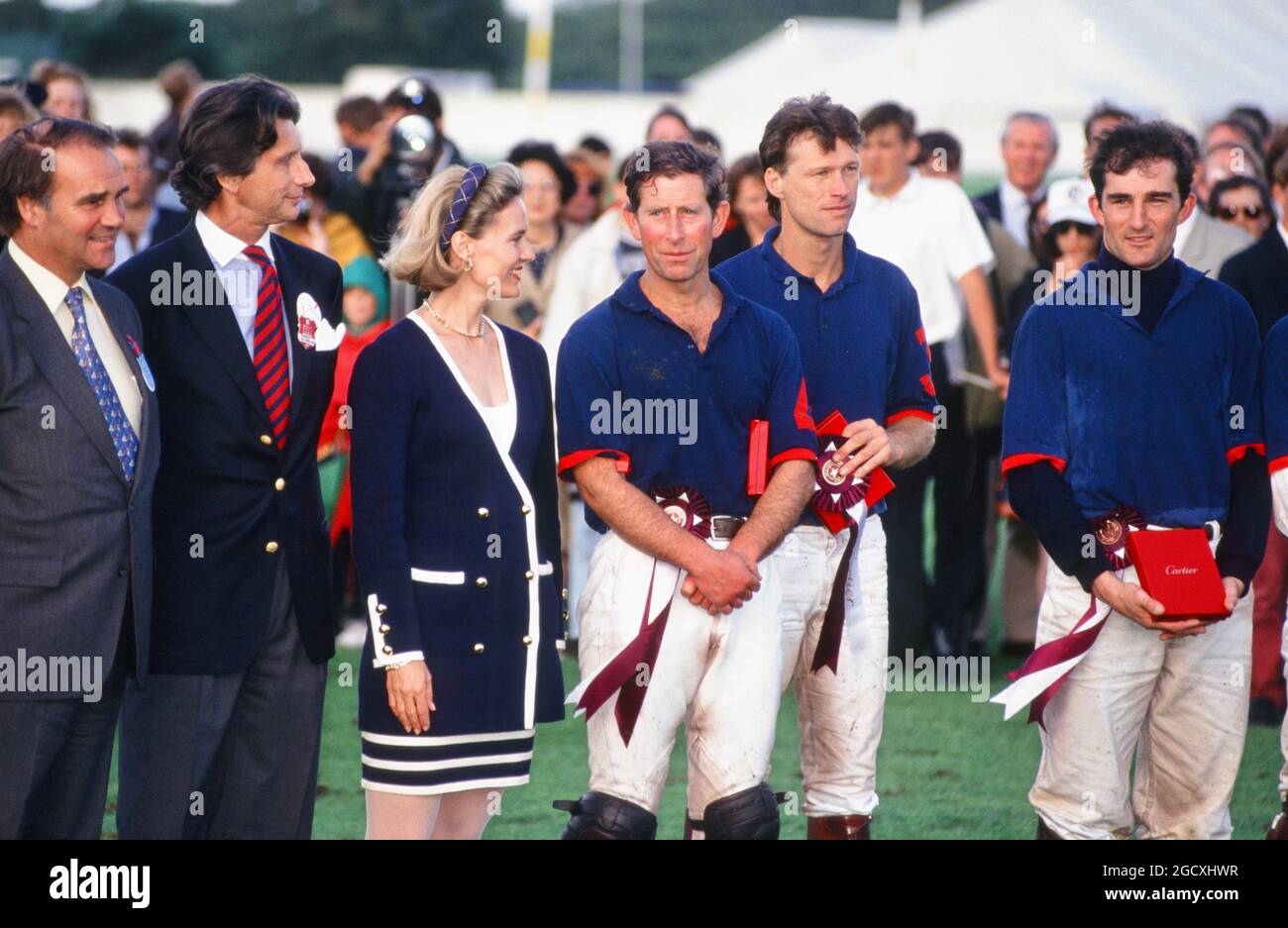 Prinz Charles, Preisverleihung, Cartier International Polo, Guards Polo Club, Smith's Lawn, Windsor, Winkshire, Großbritannien, 7. März 1993 Stockfoto