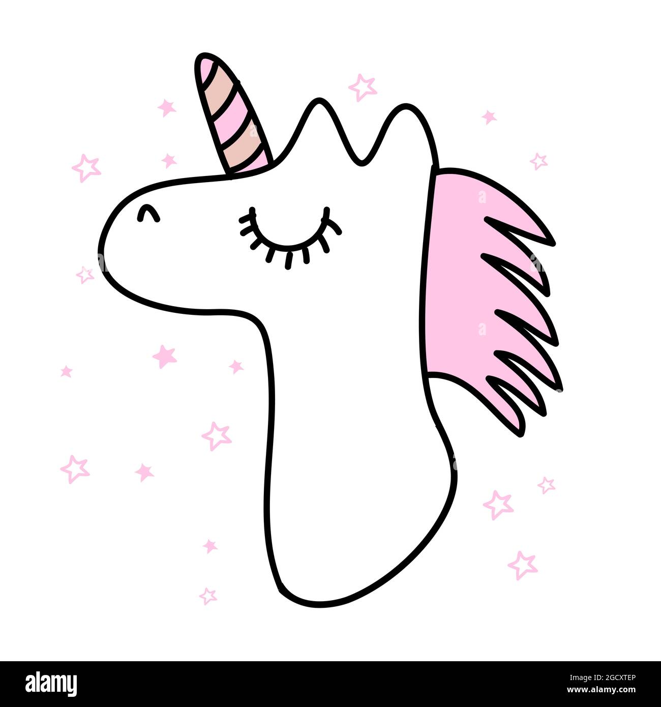 Always Be a Unicorn - lustige Vektor-Einhorn-Zeichnung im nordischen Stil. Schriftzug Poster oder T-Shirt Textil Grafik-Design. Niedliche Einhorn Charakter illust Stock Vektor