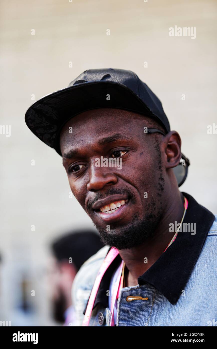 Usain Bolt (JAM)-Athlet. Großer Preis der Vereinigten Staaten, Sonntag, 22. Oktober 2017. Circuit of the Americas, Austin, Texas, USA. Stockfoto