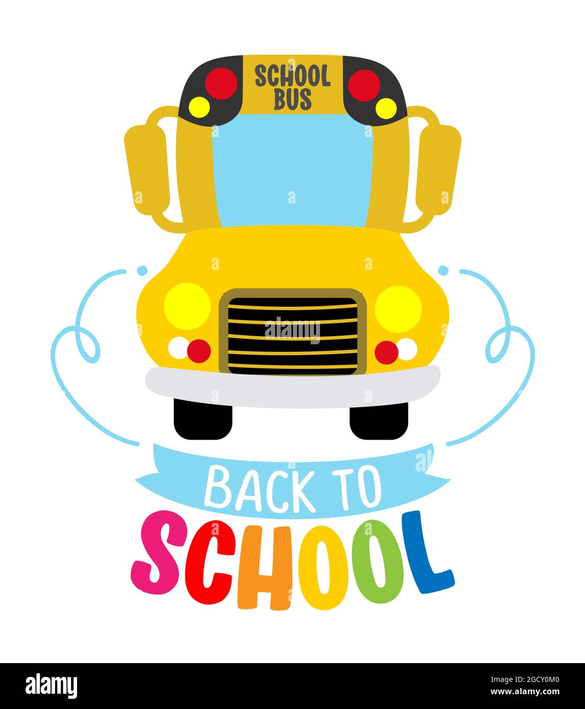 Zurück in die Schule mit kindisch gelben Schulbus - Typografie Design. Gut für Kleidung, Geschenksets, Fotos oder Motivationsplakate. Willkommen zurück in der Schule Stock Vektor