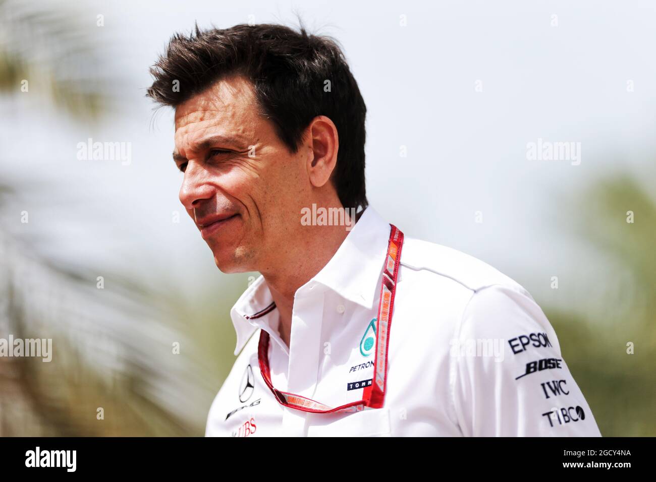 Toto Wolff (GER) Mercedes AMG F1 Aktionär und Executive Director. Großer Preis von Bahrain, Samstag, 7. April 2018. Sakhir, Bahrain. Stockfoto