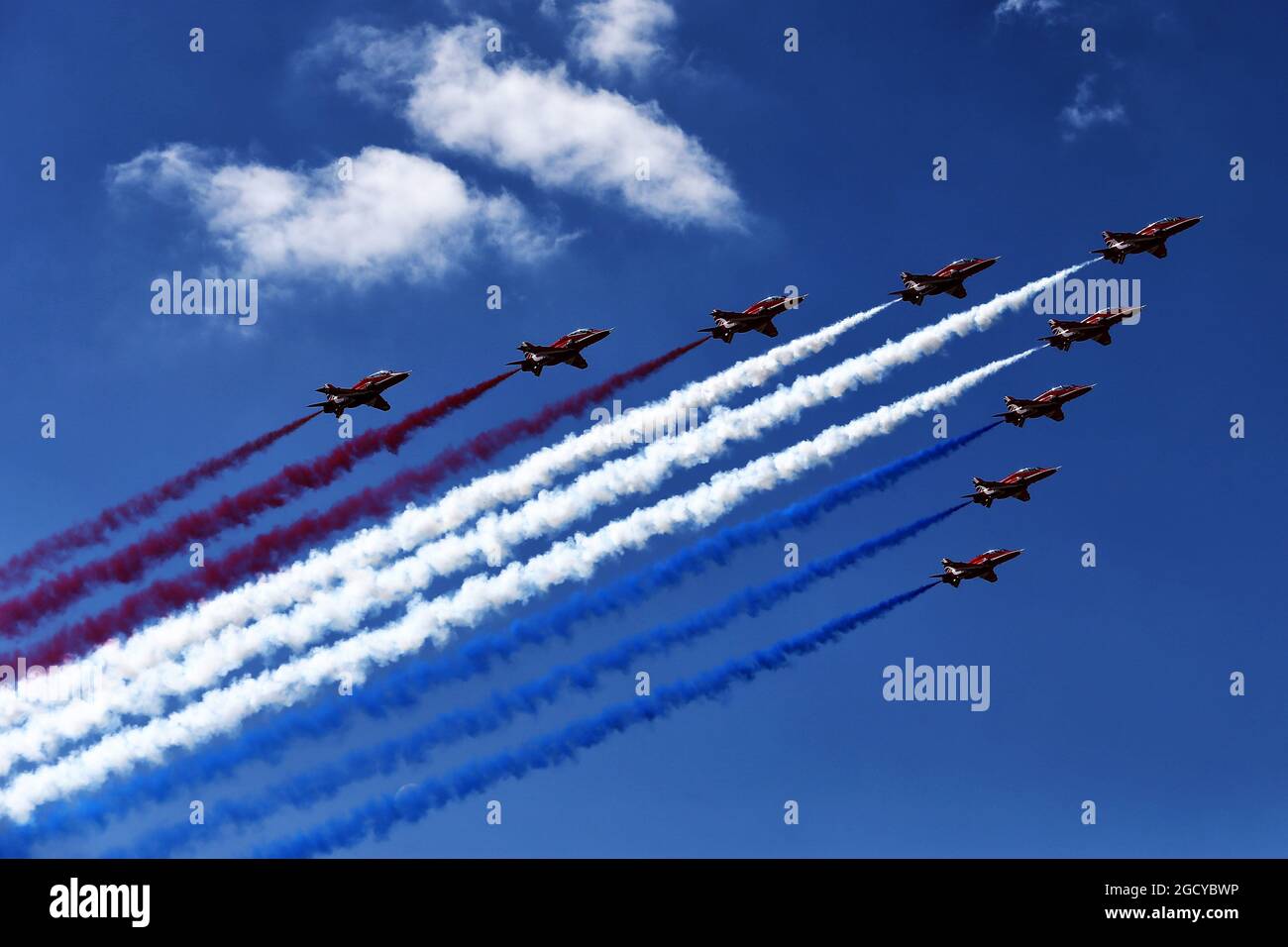 Die Roten Pfeile. Großer Preis von Großbritannien, Sonntag, 8. Juli 2018. Silverstone, England. Stockfoto