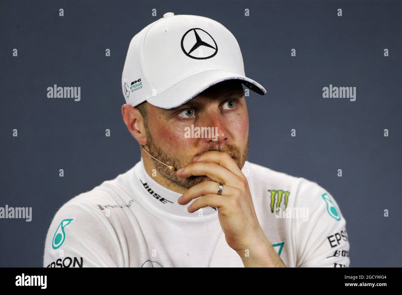 Valtteri Bottas (FIN) Mercedes AMG F1 bei der FIA-Pressekonferenz nach dem Rennen. Großer Preis von Australien, Sonntag, 17. März 2019. Albert Park, Melbourne, Australien. Stockfoto