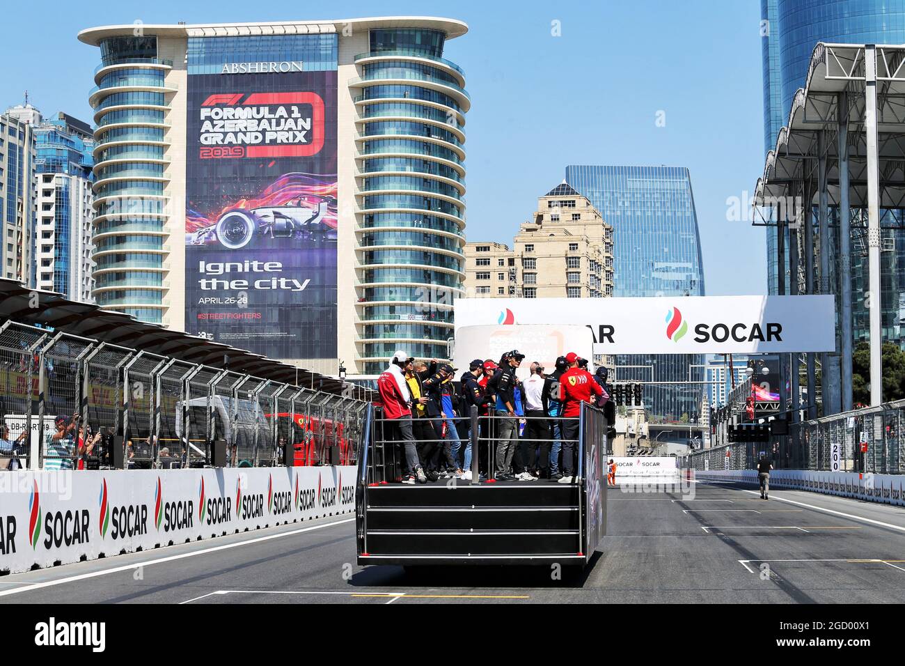 Die Fahrer Parade. Großer Preis von Aserbaidschan, Sonntag, 28. April 2019. Baku City Circuit, Aserbaidschan. Stockfoto