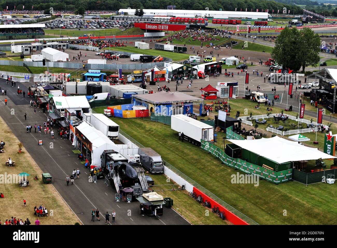 Atmosphäre im Kreislauf. Großer Preis von Großbritannien, Samstag, 13. Juli 2019. Silverstone, England. Stockfoto