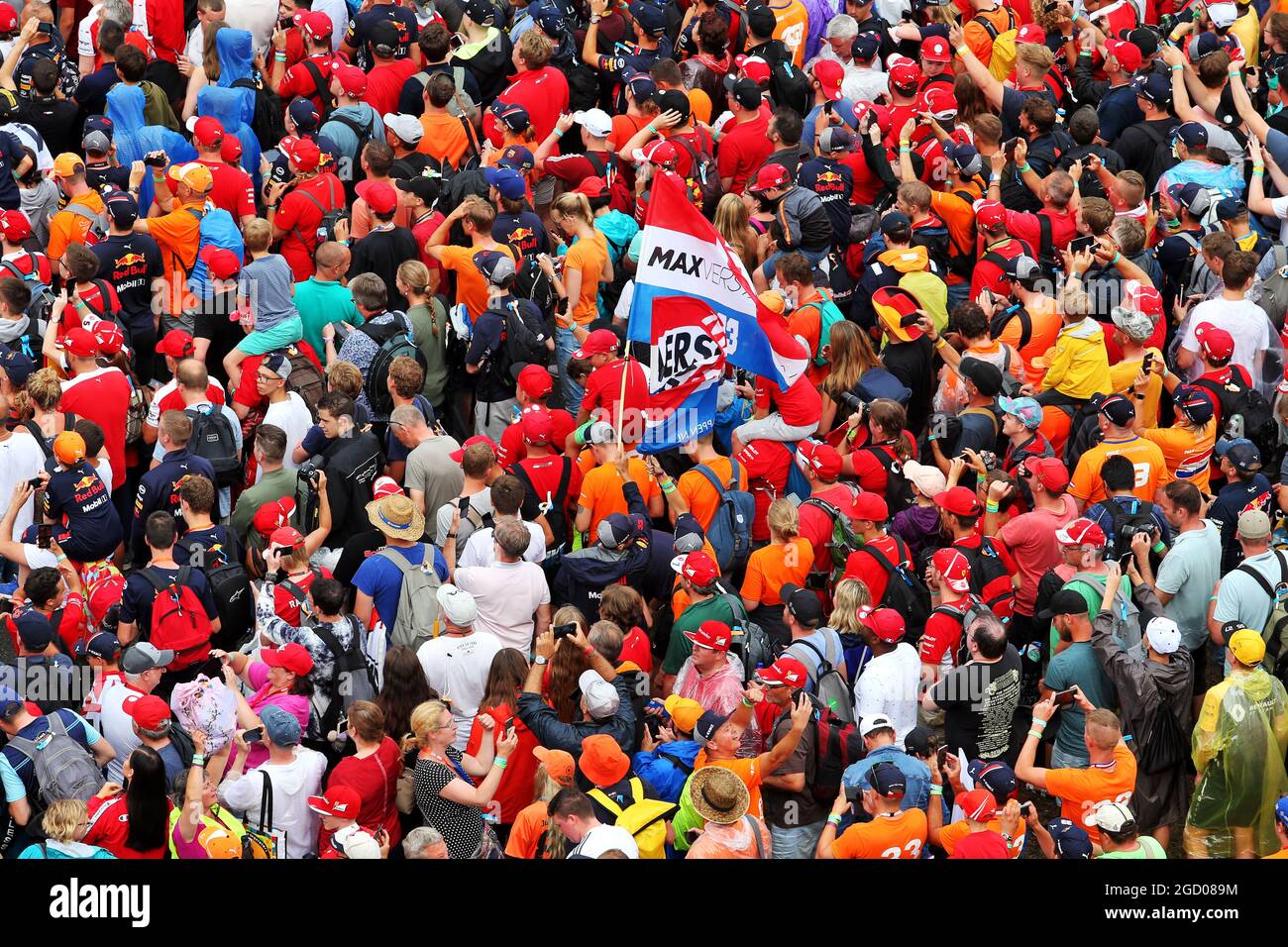 Fans auf dem Podium. Großer Preis von Deutschland, Sonntag, 28. Juli 2019. Hockenheim, Deutschland. Stockfoto
