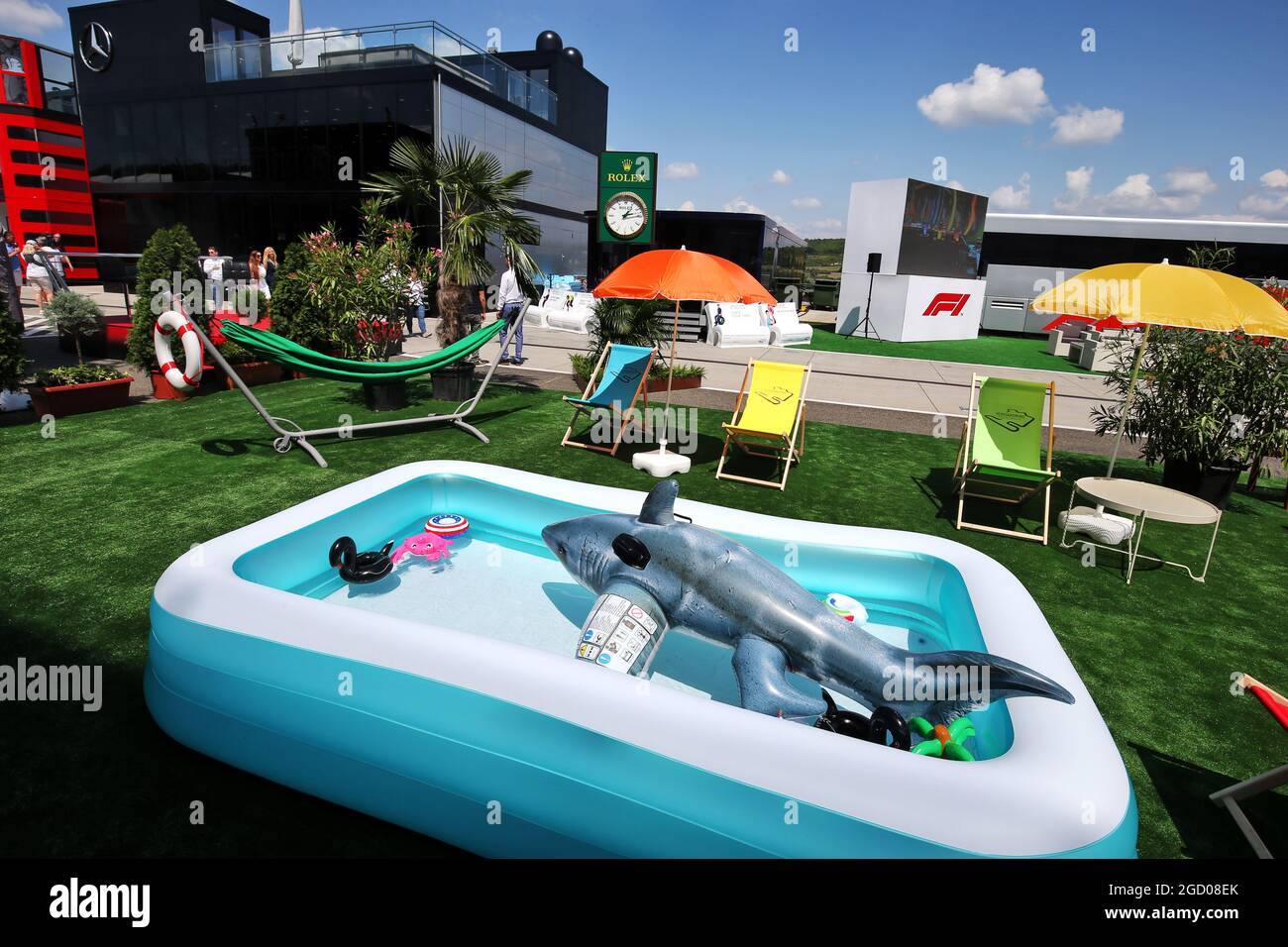 Paddock-Atmosphäre. Großer Preis von Ungarn, Donnerstag, 1. August 2019. Budapest, Ungarn. Stockfoto