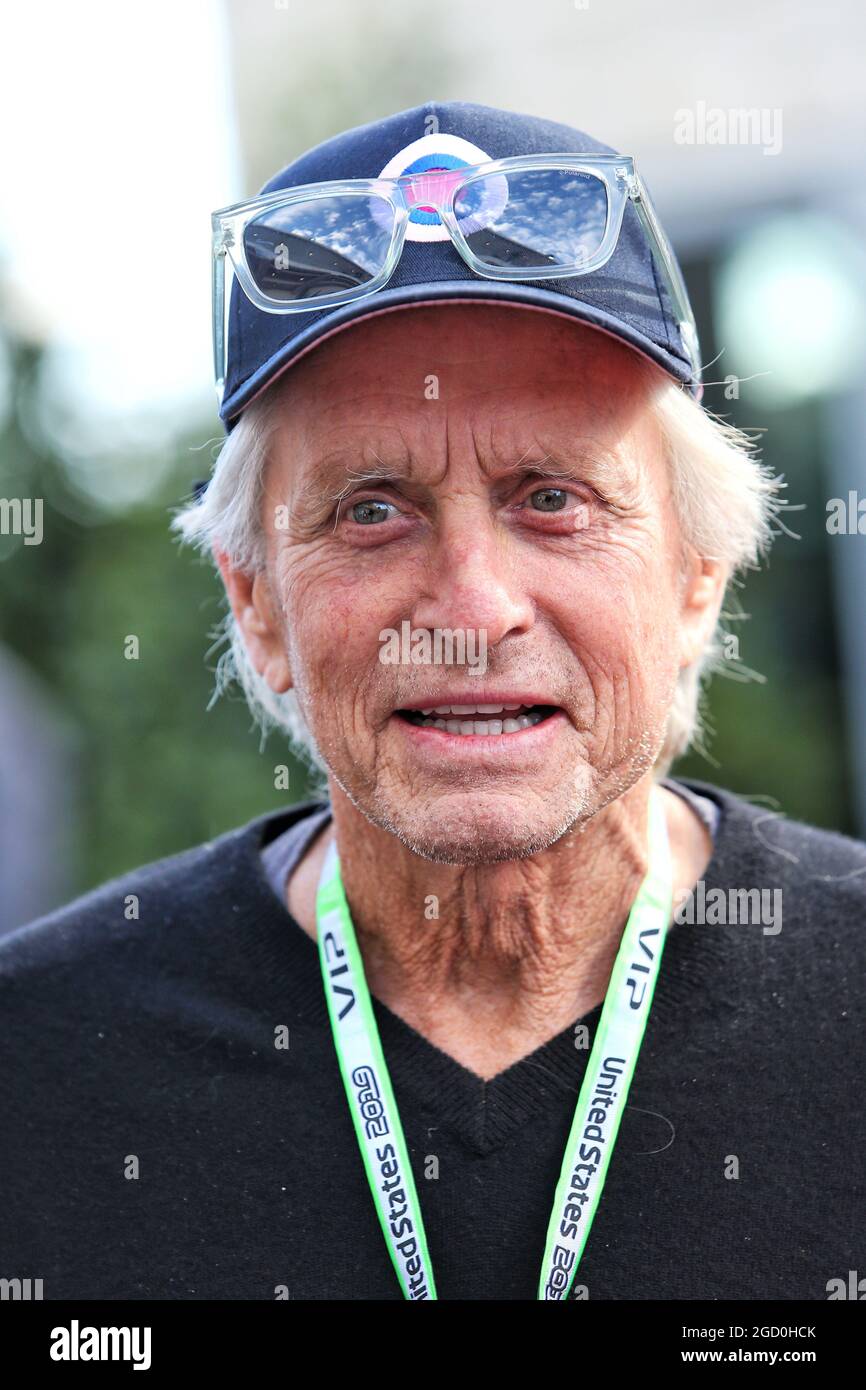 Michael Douglas (USA) Schauspieler. Großer Preis der Vereinigten Staaten, Samstag, 2. November 2019. Circuit of the Americas, Austin, Texas, USA. Stockfoto