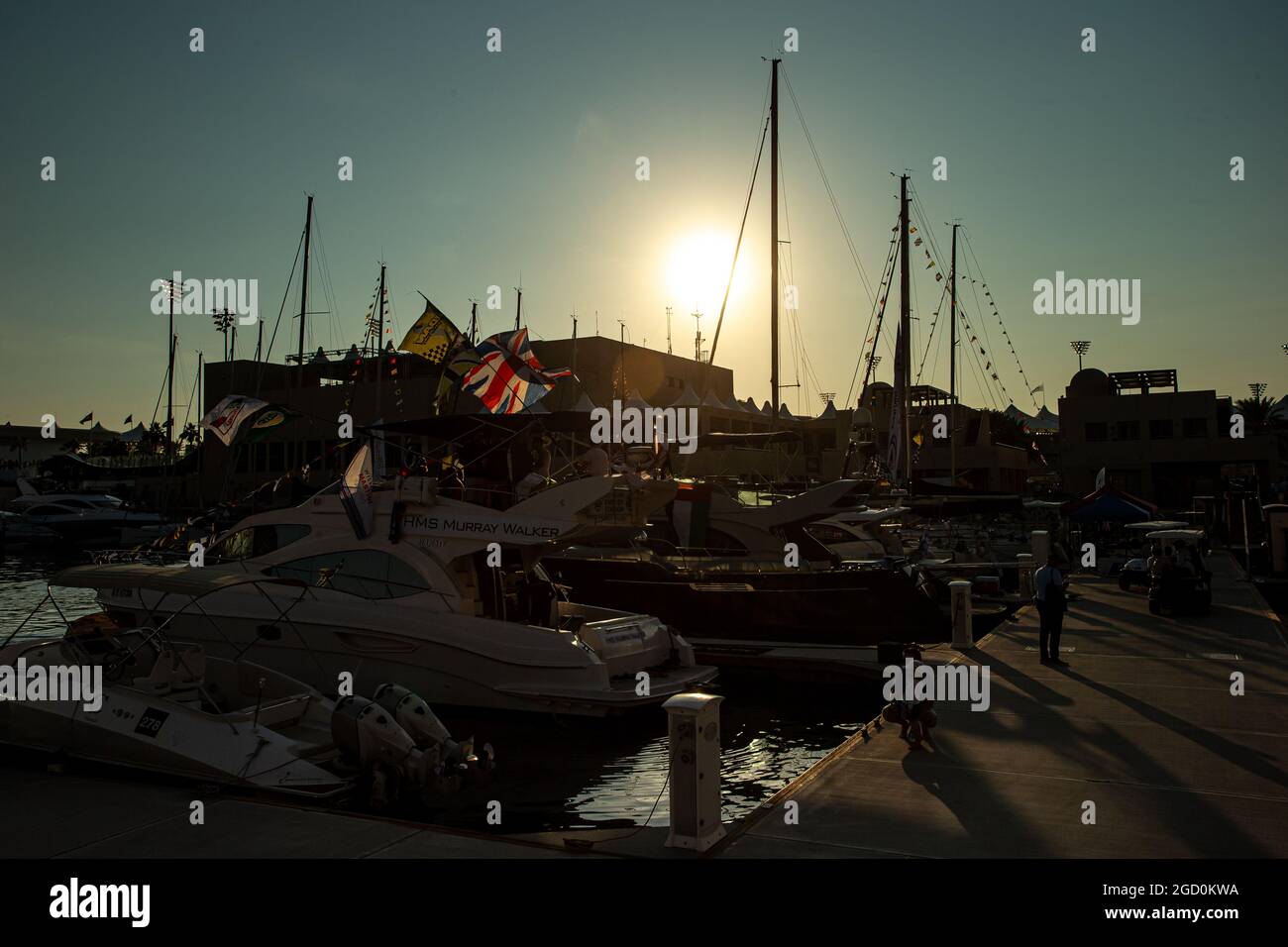 Rundkurs-Atmosphäre - Boote in der Marina. Abu Dhabi Grand Prix, Freitag, 29. November 2019. Yas Marina Circuit, Abu Dhabi, VAE. Stockfoto