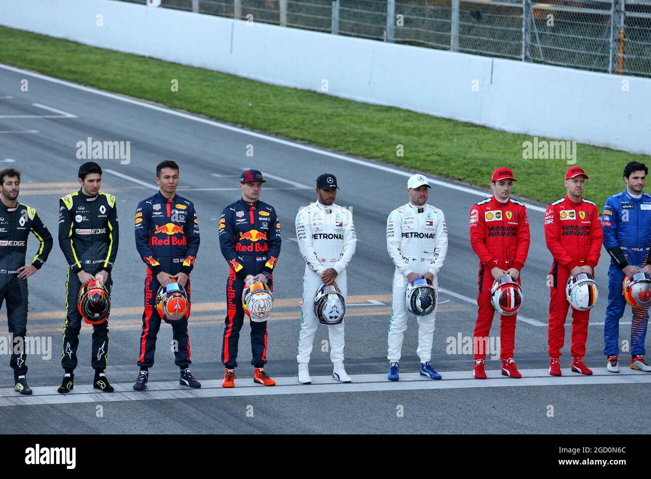 Fahrergruppenfoto. Formel-1-Tests, Tag 1, Mittwoch, 19. Februar 2020. Barcelona, Spanien. Stockfoto