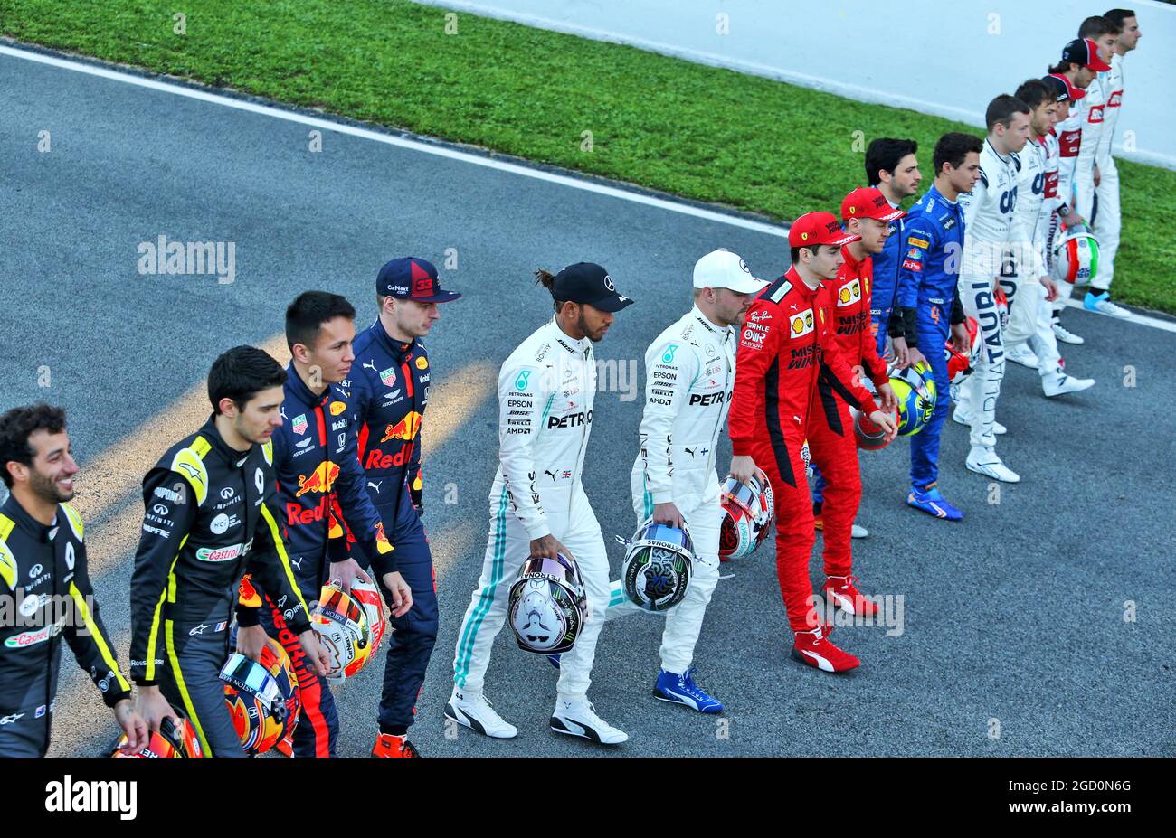 Fahrergruppenfoto. Formel-1-Tests, Tag 1, Mittwoch, 19. Februar 2020. Barcelona, Spanien. Stockfoto