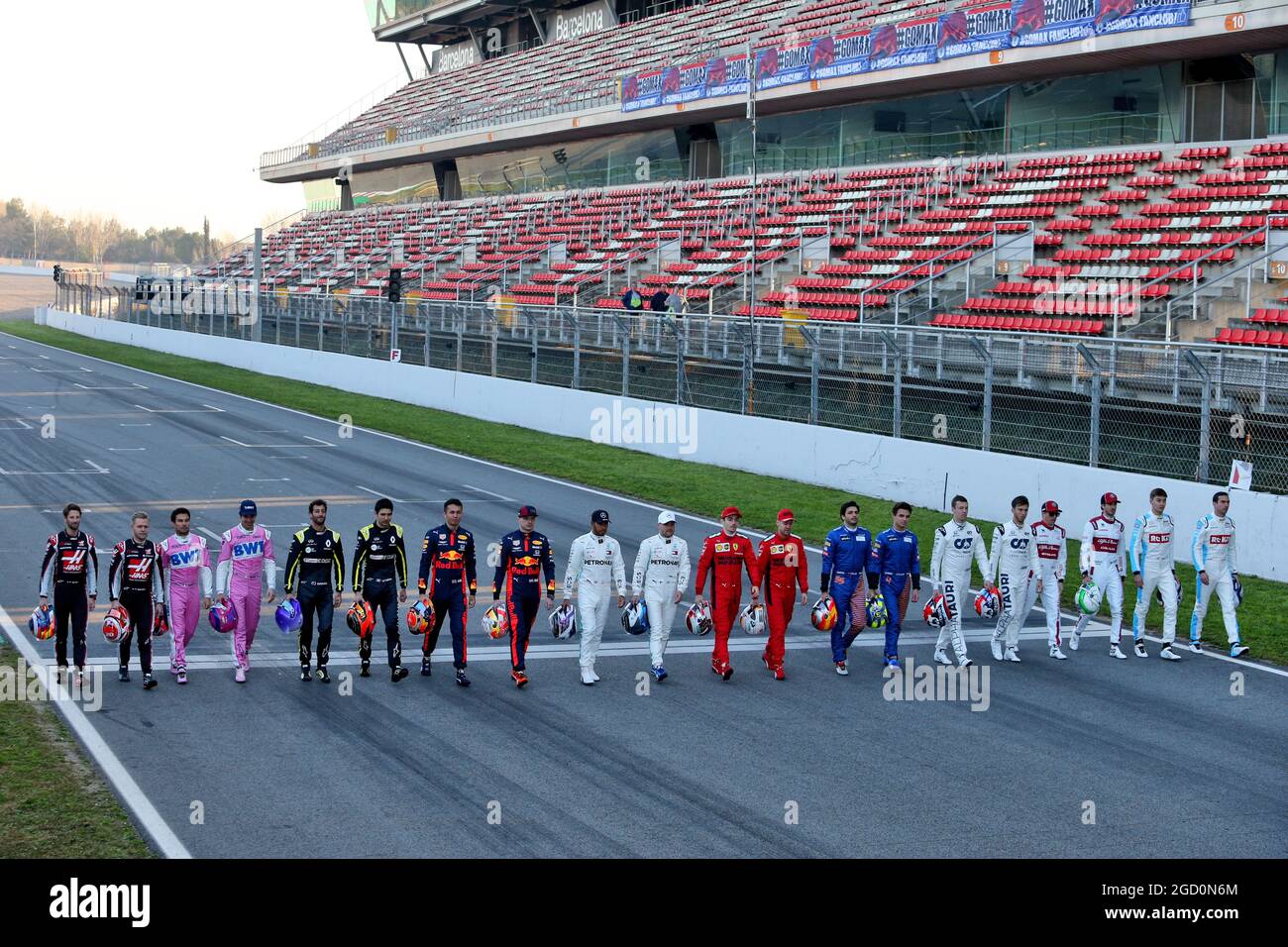 Fahrergruppenfoto. Formel-1-Tests, Tag 1, Mittwoch, 19. Februar 2020. Barcelona, Spanien. Stockfoto