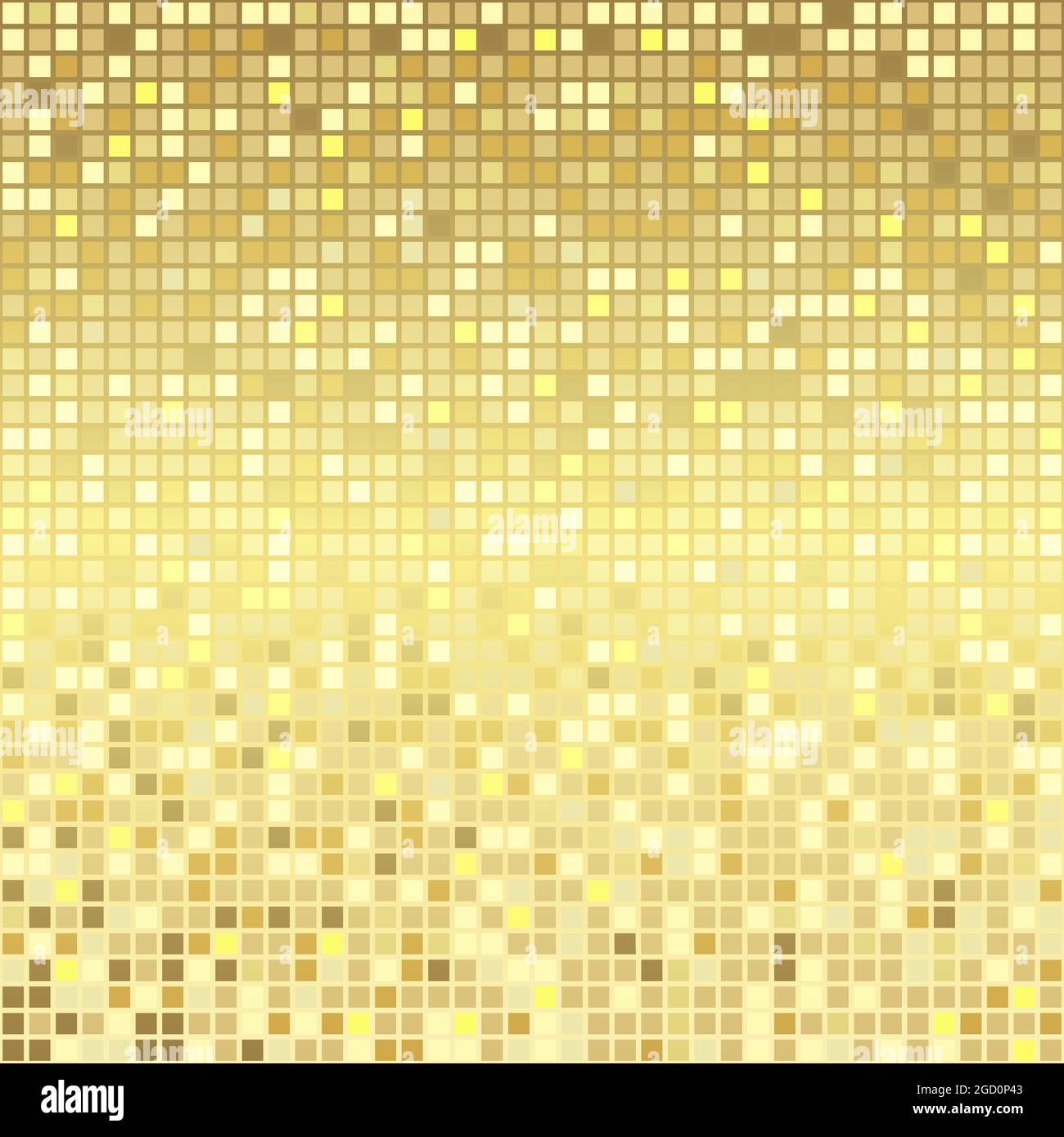 Abstrakter goldener Pixel-Vektorhintergrund. Gold quadratische Textur Mosaik moderne Muster digitale Technologie. Luxuriöses Design für ein glückliches neues Jahr und Weihnachten Stock Vektor
