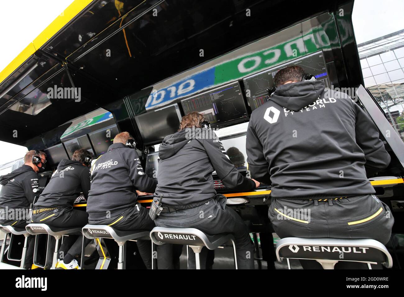 Renault F1 Team Boxenportal. Großer Preis von Ungarn, Samstag, 18. Juli 2020. Budapest, Ungarn. Stockfoto