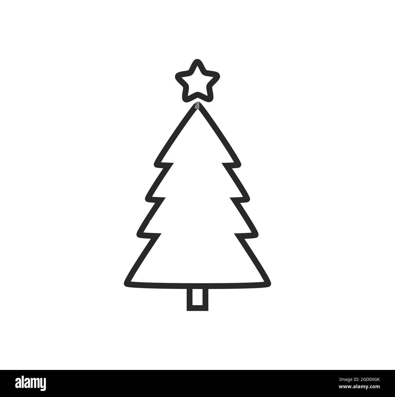 Weihnachtsbaum umreißen Symbol mit Stern. Vektorgrafik. Stock Vektor