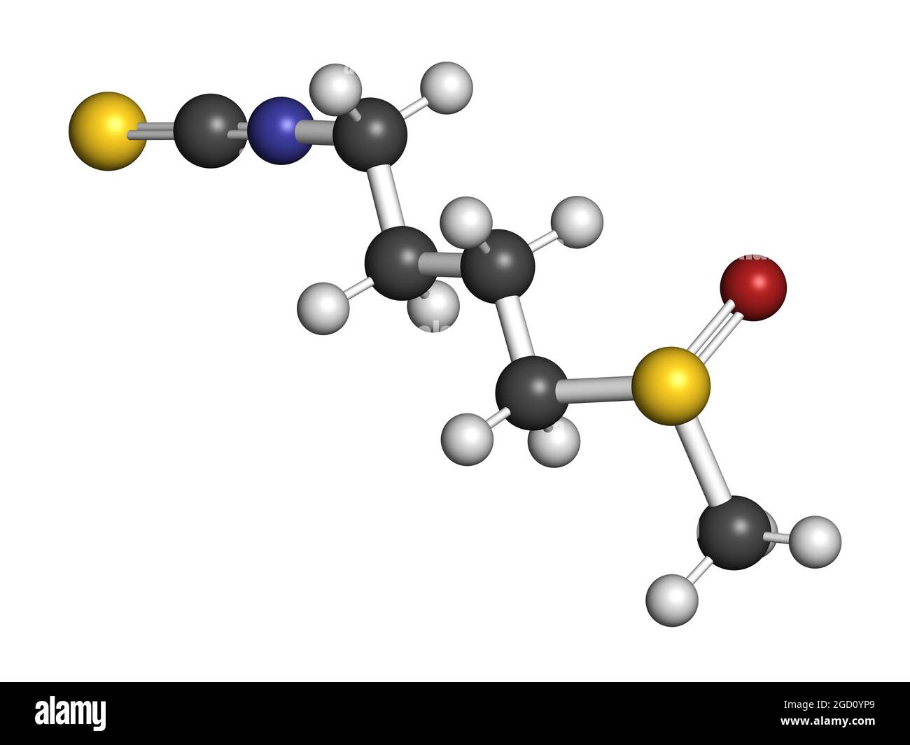Sulforaphane cruciferous vegetable molecule. 3D-Rendering. Stockfoto