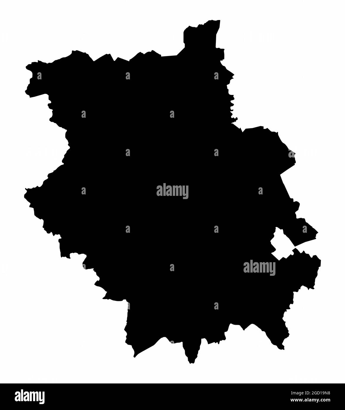 Cambridgeshire County dunkle Silhouette Karte isoliert auf weißem Hintergrund, England Stock Vektor