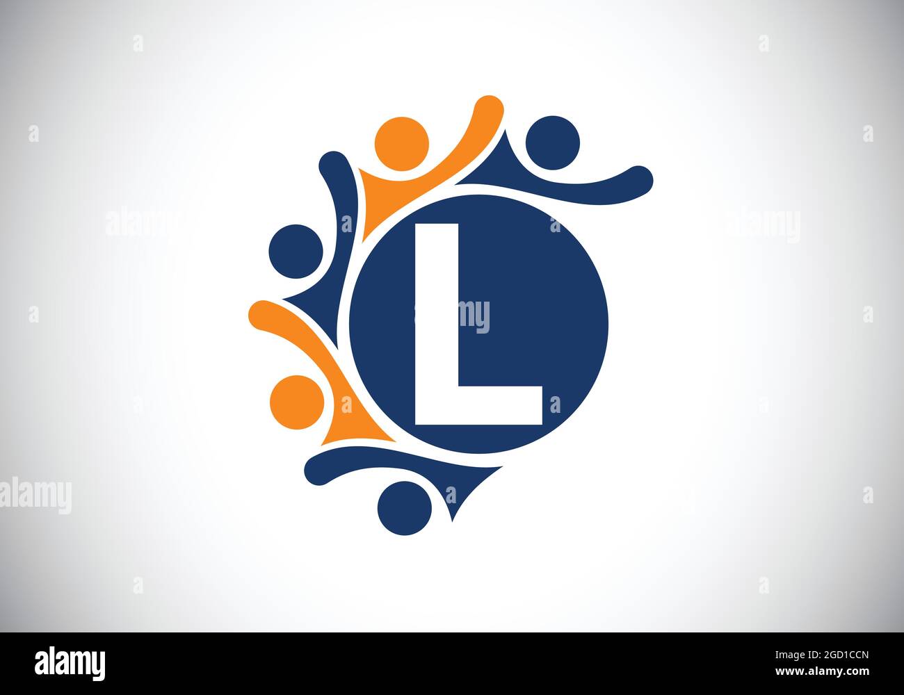 Initial L Monogramm Alphabet mit Menschen verbinden. Team, Zusammenarbeit Logo Zeichen Symbol. Schrift-Emblem. Logo für die Zusammenarbeit im Unternehmen Stock Vektor