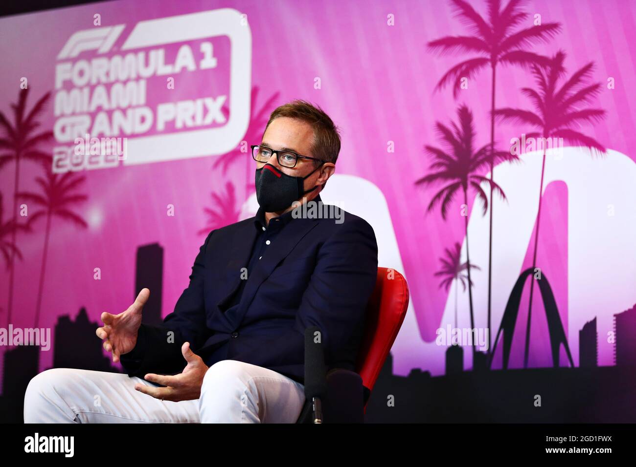 Tom Garfinkel (USA) Vice Chairman, President und Chief Executive Officer – Ankündigung des Grand Prix von Miami. Großer Preis der Emilia Romagna, Sonntag, 18. April 2021. Imola, Italien. FIA Pool-Bild nur zur redaktionellen Verwendung Stockfoto