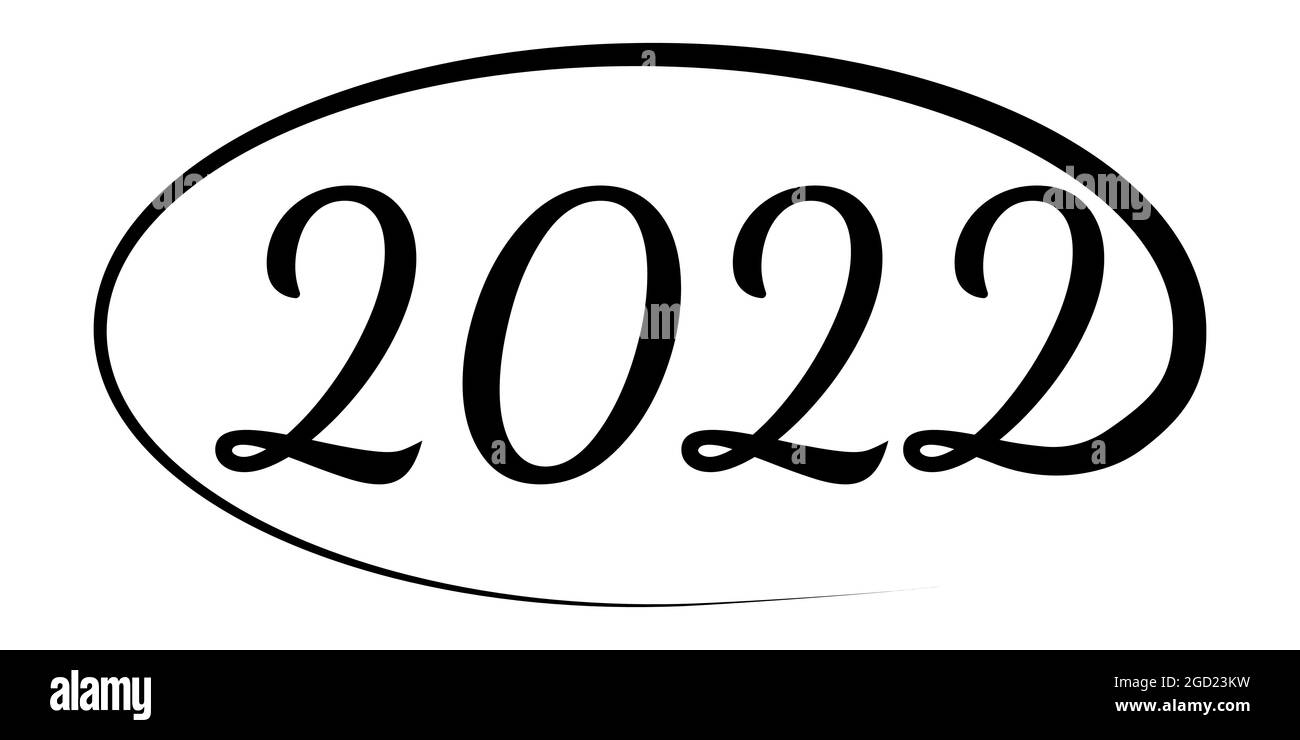 2022 Frohes neues Jahr des Tigers. Entwurf einer Grußkarte mit chinesischer Kalligraphie für den Feiertag handgezeichnete Inschrift mit der Nummer 2022 Stock Vektor