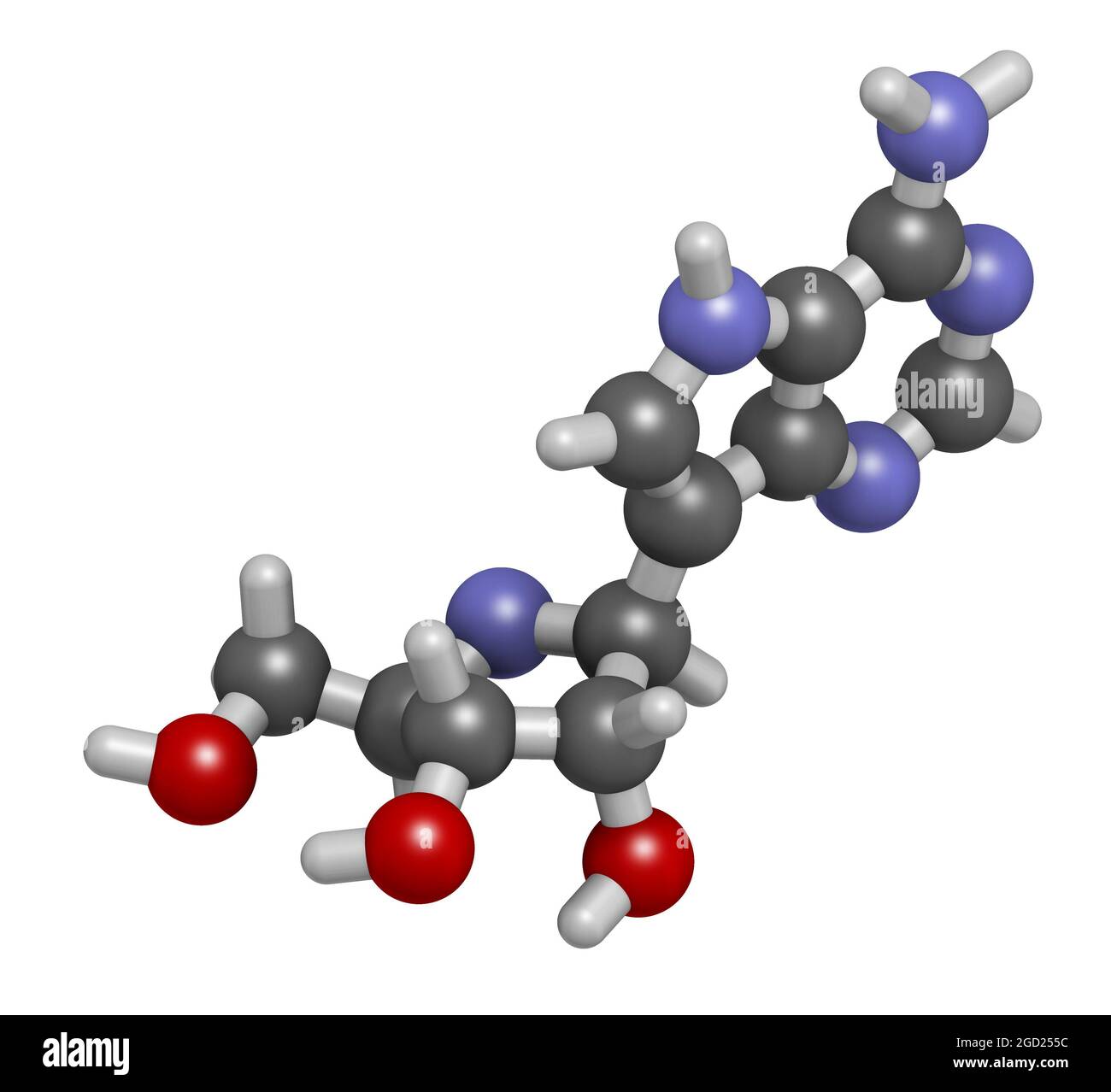 Antivirales Wirkstoffmolekül von Galidesivir. 3D-Rendering. Stockfoto