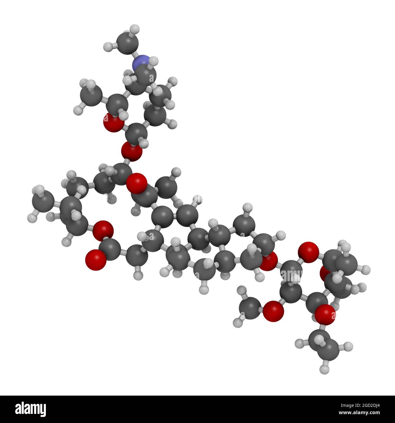 Spinetoram-Insektizid-Molekül. 3D-Rendering. Stockfoto