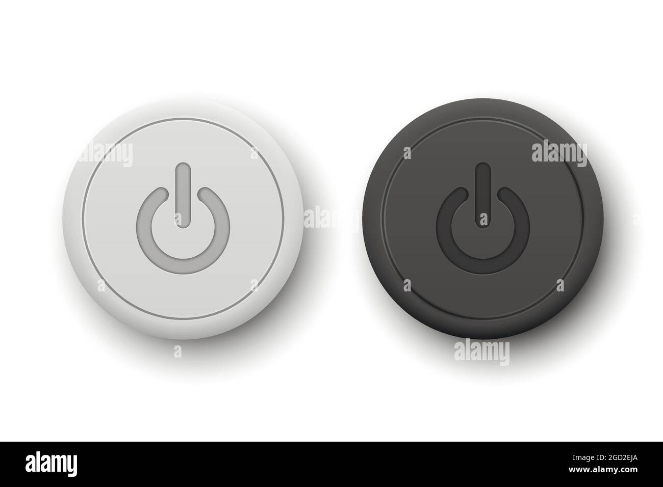 Vektor realistisches Weiß und SchwarzPlastic Knob richten Nahaufnahme isoliert auf Weiß ein. Symbol für die Kreisschaltfläche, Design-Vorlage für die Lautstärkeregelung für die Lautstärke. Oben Stock Vektor