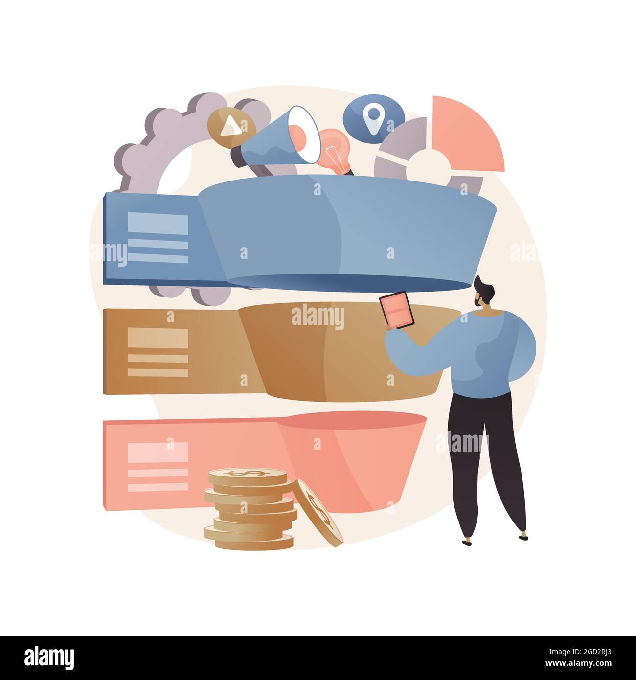Sales Pipeline Management Abstract Concept Vector Illustration. Stock Vektor